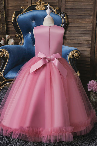 Kurzes Ballkleid mit Applikationen, Spitze, U-Ausschnitt, Tüll, Blumenmädchenkleider
