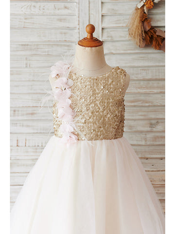 Kurzes Ballkleid Tüll Pailletten Hochzeit Geburtstag Blumenmädchenkleider