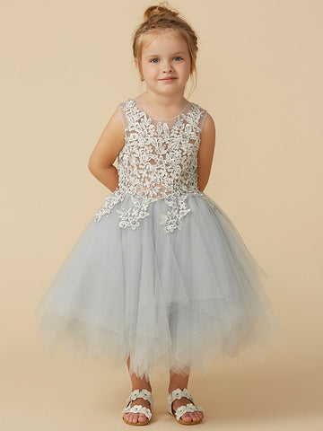 Kurzes Prinzessinnen-Kleid aus Tüll mit ärmellosem Rundhalsausschnitt, Festzugskleid für Blumenmädchen