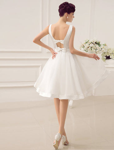 Kurzes Hochzeitskleid Vintage Brautkleid 1950er Bateau Ärmellos Empfang Brautkleid Exklusiv