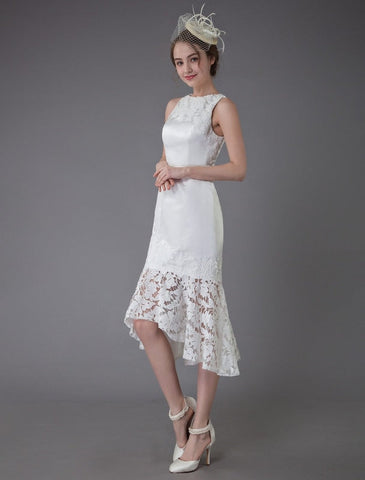 Kurzes Hochzeitskleid Vintage Juwel Ärmelloses Etui Brautkleid Exklusiv