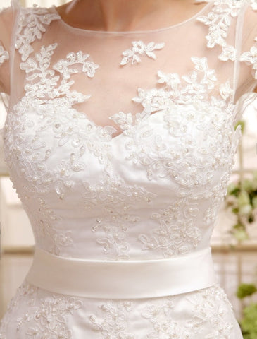 Short Wedding Dresses Ivory Lace Applique Vintage Bridal Dress Illusion Sweetheart Open Back Tea Length Wedding Reception Dresses Exclusive