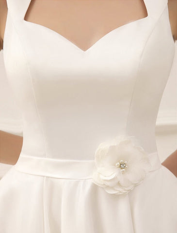 Short Wedding Dresses Satin 1950'S Vintage Bridal Queen Dress Exclusive