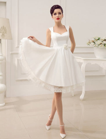 Short Wedding Dresses Satin 1950'S Vintage Bridal Queen Dress Exclusive