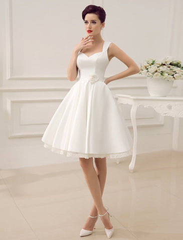 Short Wedding Dresses Satin 1950'S Vintage Bridal Queen Dress Exclusive