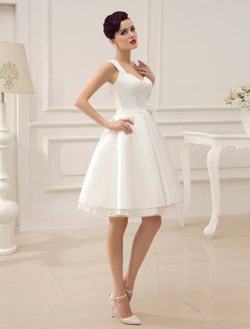 Short Wedding Dresses Satin 1950'S Vintage Bridal Queen Dress Exclusive
