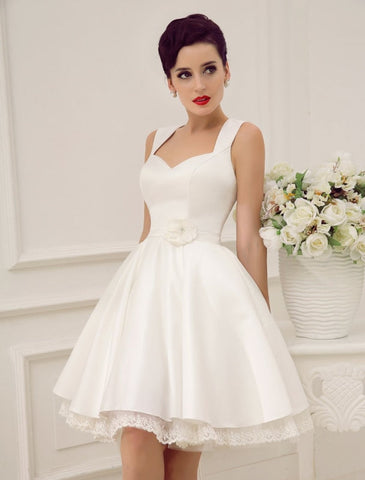Short Wedding Dresses Satin 1950'S Vintage Bridal Queen Dress Exclusive
