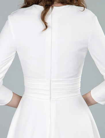 Kurze Brautkleider V-Ausschnitt 3/4 Ärmel A-Linie Knielang Brautkleid Exklusiv