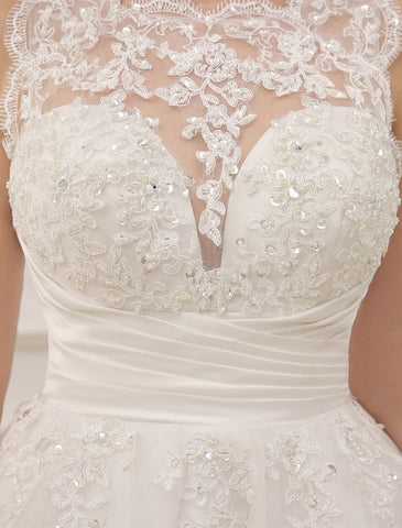 Kurze Brautkleider Vintage 1950er Brautkleid Rückenfrei Spitze Perlenbesatz Plissee Pailletten Illusion Hochzeitsempfangskleid Mit Exklusiv