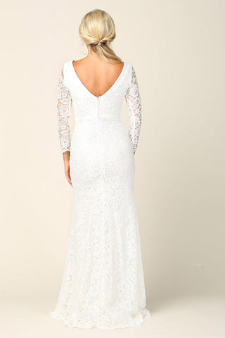 Simple Bridal Gown Long Sleeve Lace Wedding Dress