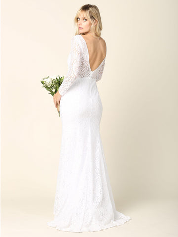 Simple Long Sleeve Lace Wedding Dress Sale