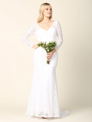 Simple Long Sleeve Lace Wedding Dress Sale