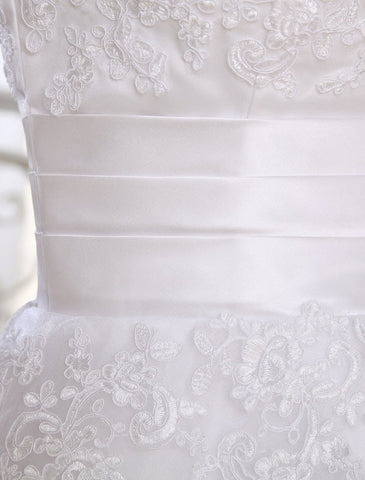 Tuyuku Simple Wedding Dresses Short Lace Applique Illusion Half Sleeve Tea Length Bridal Dress Exclusive