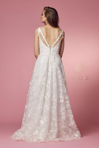 Sleeveless A-Line Long Wedding Gown