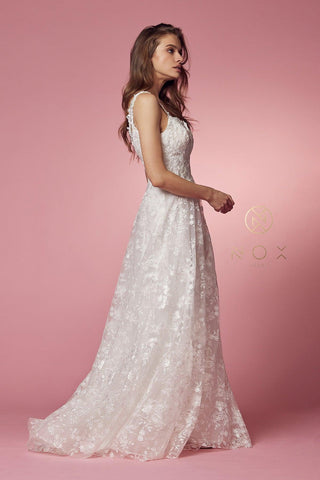 Sleeveless A-Line Long Wedding Gown