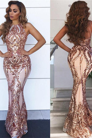Sleeveless Appliques Chic Sheath Prom Dresses Mermaid Champagne Evening Party Gowns