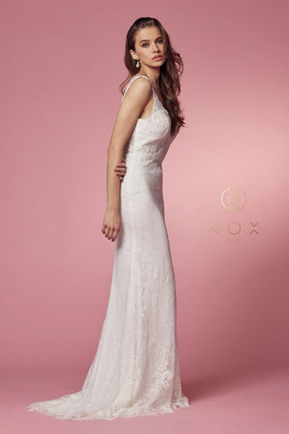 Sleeveless Formal Long Wedding Gown
