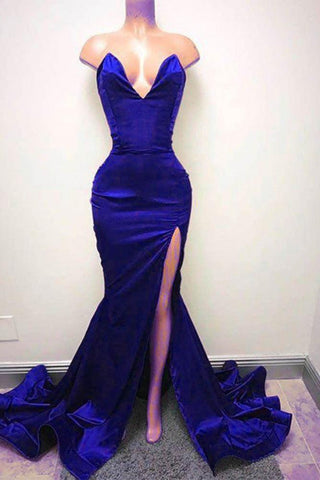 Sleeveless Sweetheart Front-Split Chic Sweep-Train Formal Dresses