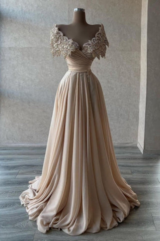 Atemberaubendes langes A-Linien-Trägerkleid mit Perlenbesatz und Herzausschnitt