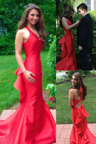 Charming Mermaid Long Prom Dress Evening Dress with Cascading Ruffles