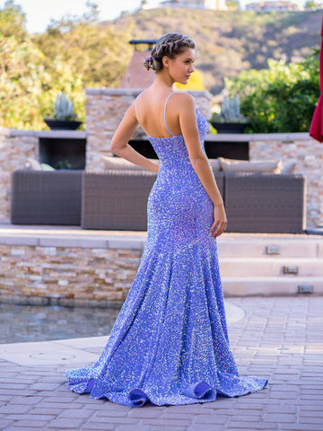 Meerjungfrau Spaghettiträger Herzausschnitt Pailletten Ball-/Abendkleid