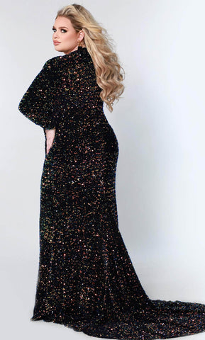 Long Sleeve V-neck Evening Gown