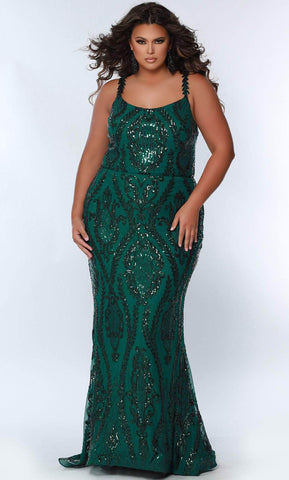 Abendkleid mit U-Ausschnitt und Pailletten