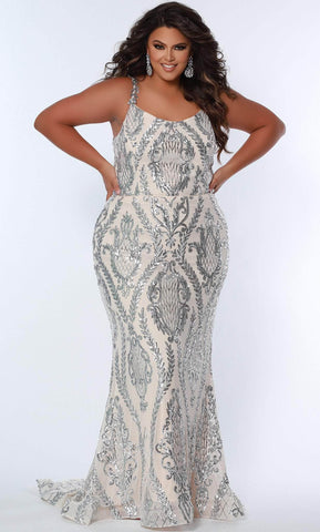 Abendkleid mit U-Ausschnitt und Pailletten
