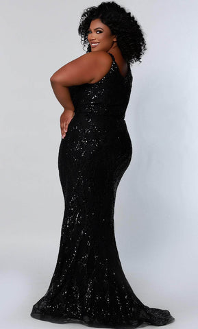 Abendkleid mit U-Ausschnitt und Pailletten