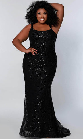 Abendkleid mit U-Ausschnitt und Pailletten