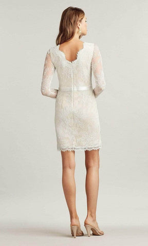 Tadashi Shoji - Long-Sleeve Illusion Neckline Cocktail Dress