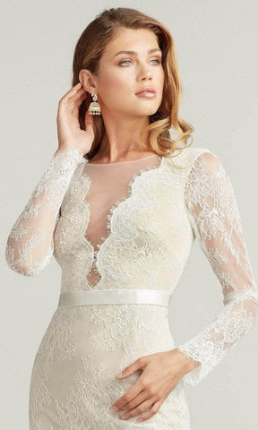 Tadashi Shoji - Long-Sleeve Illusion Neckline Cocktail Dress