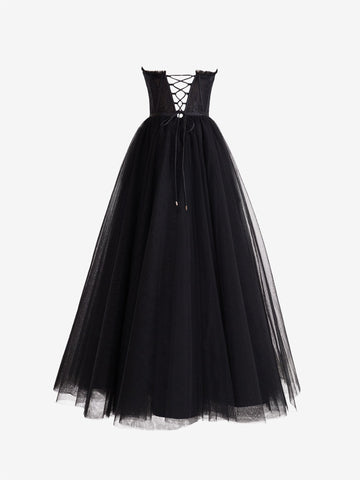 A-Linien-Ballkleid aus Tüll mit Herzausschnitt und Schlitz