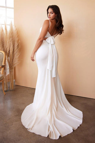 Tie Back Mermaid Wedding Dress
