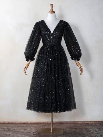 Starry Night V-Neckline Dress