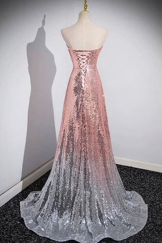 Langes Ballkleid im Meerjungfrauen-Stil mit Pailletten, funkelndes Abendkleid mit herzförmigem Ausschnitt und Ombré-Muster