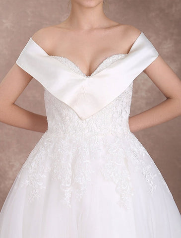 Vintage-Brautkleider, schulterfrei, kurzes Brautkleid, 1950er Jahre, Spitzenapplikationen, Perlenbesatz, wadenlanges Hochzeitsempfangskleid, exklusiv