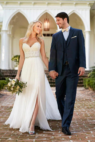 Lace Sweetheart Top Sheath Side Slit Wedding Dresses, Bridal Dress