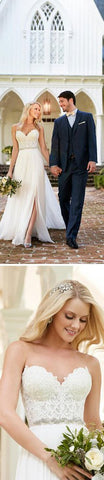 Lace Sweetheart Top Sheath Side Slit Wedding Dresses, Bridal Dress