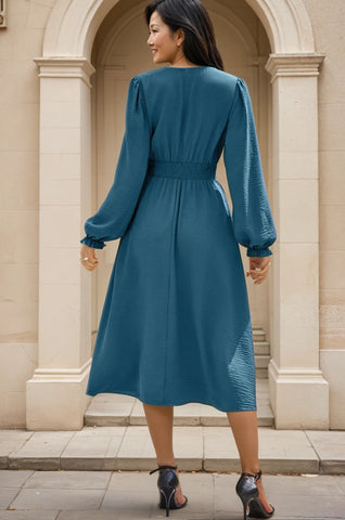 Flounce Sleeve Midi Work Dress
